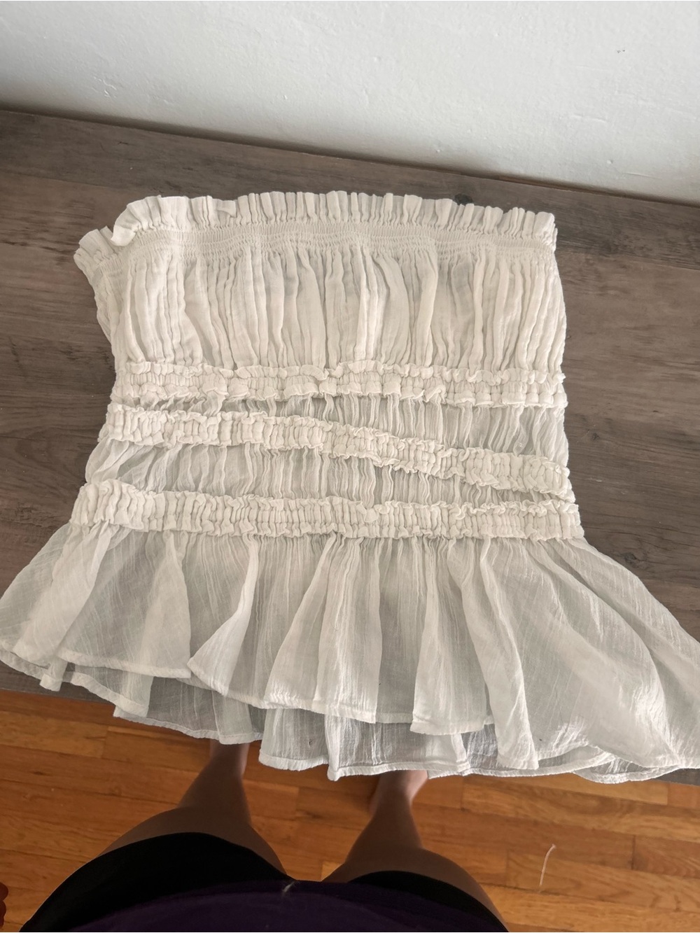 New Free People Daybreak strapless  "Free Est" Ivory Ruffled tube Top size M